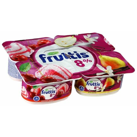 Йогурт Fruttis Вишневый пломбир/Груша и ваниль 8% 115 гр