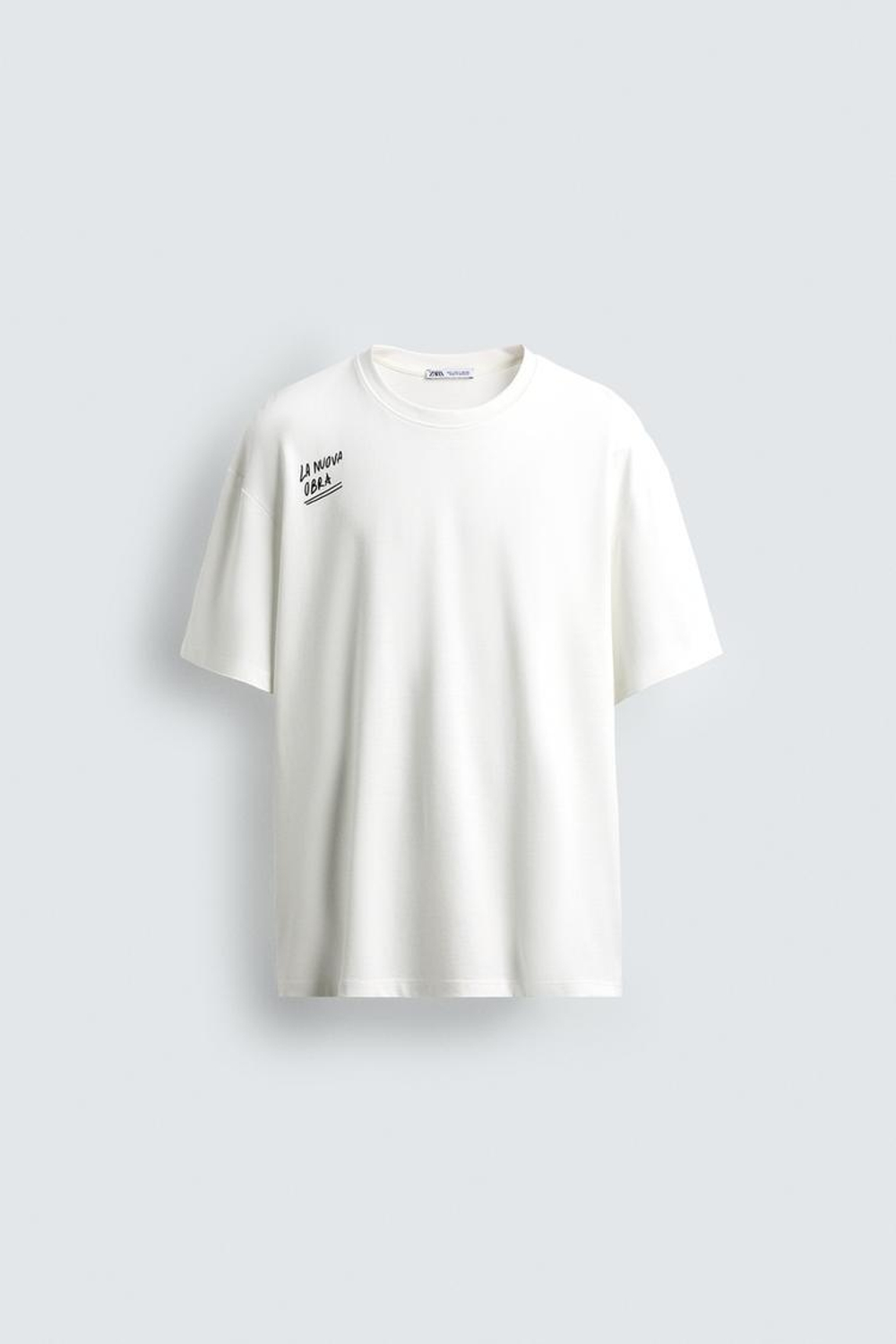 ZARA ФУТБОЛКА С ВЫШИВКОЙ, БЕЛЫЙ