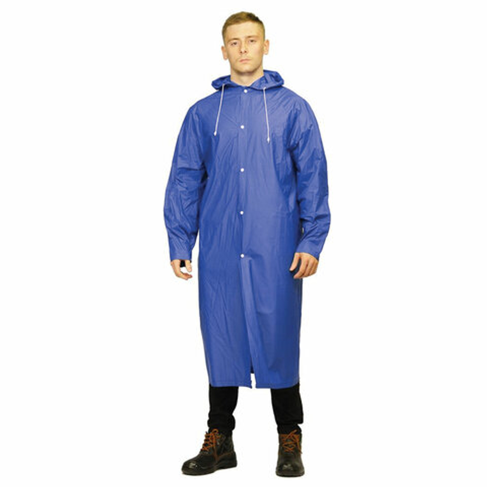 Дождевик-плащ синий на кнопках, EVA, многоразовый, прочный, универсальный размер, Komfi, 23319