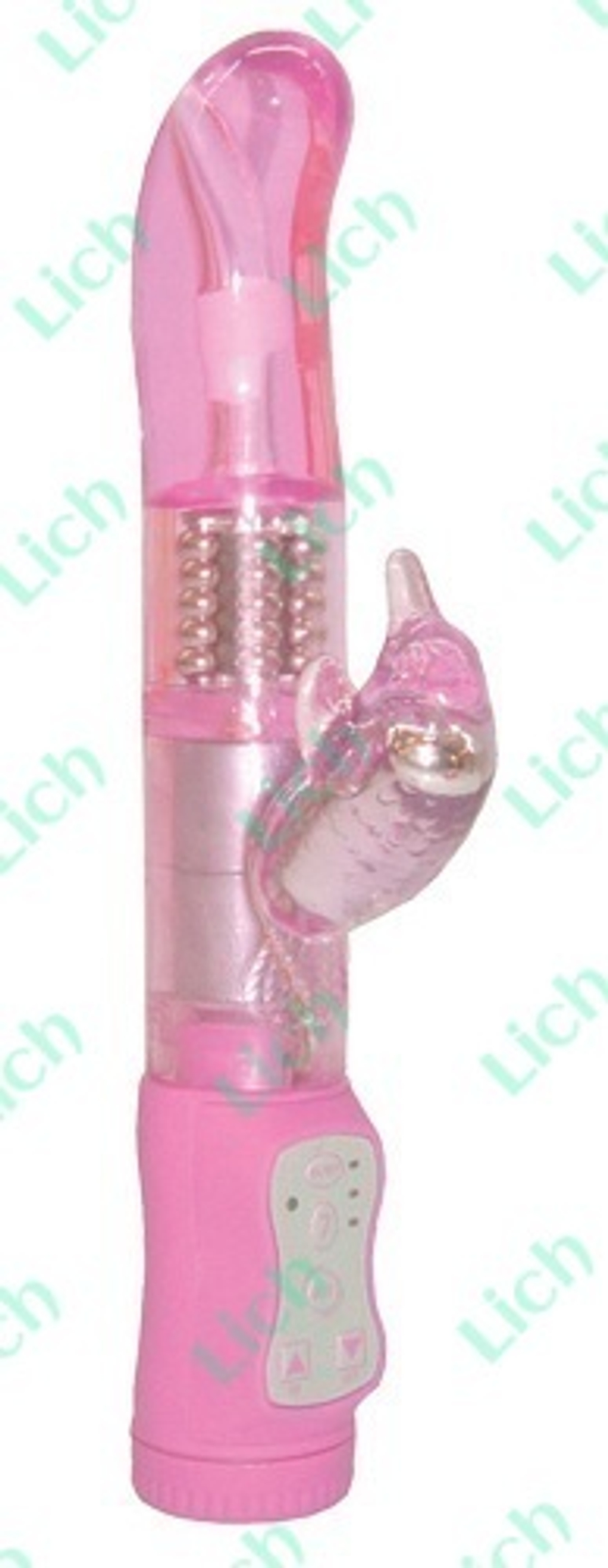 Розовый вибромассажер с клиторальным стимулятором