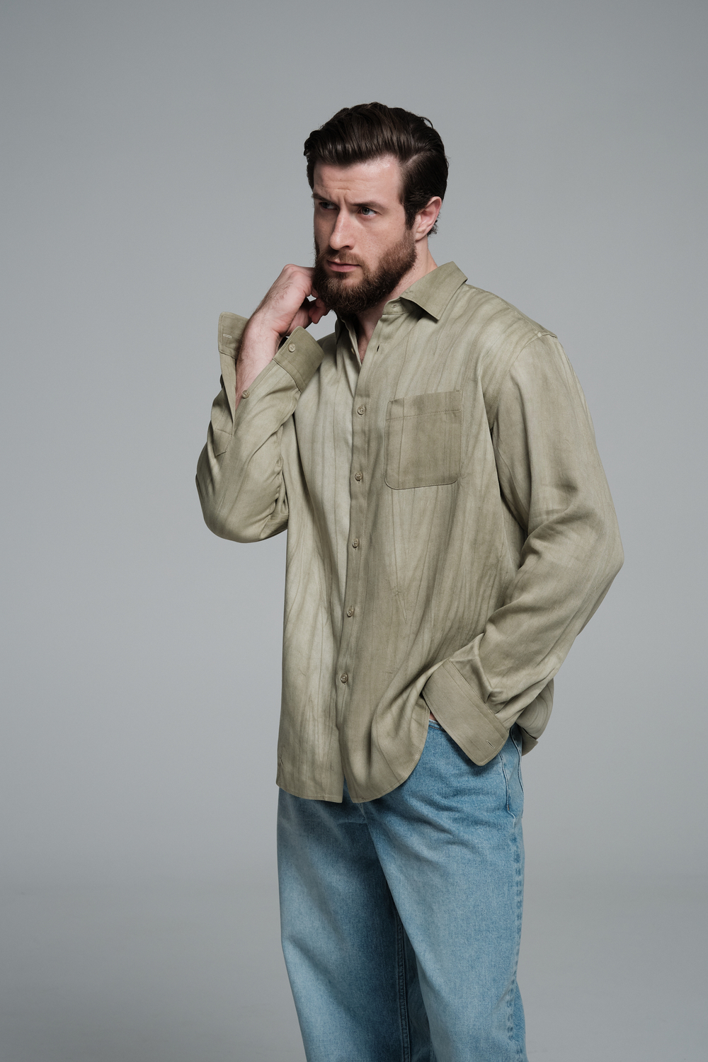 Рубашка | washed olive