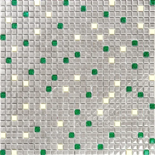 VGM-02 Emerald Мозаичная плитка из стекла чип 10 мм Vidromar Gems  зеленый серебряный темный квадрат глянцевый