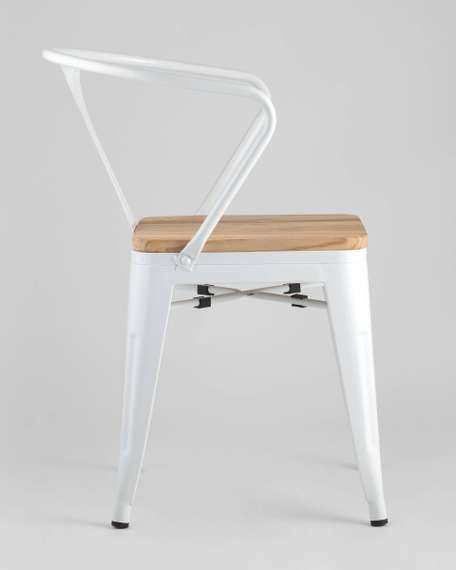 Стул TOLIX ARM WOOD с подлокотниками белый