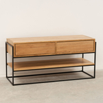 Тумба под телевизор, 123х46х60, G+K, напольная, туалетный столик, с ящиками и полкой, из массива дуба, лак, MAKOSA