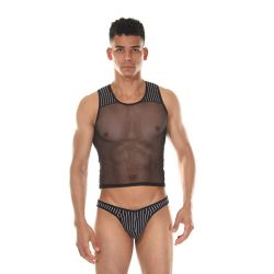 Мужской комплект 2в1: майка и тонги черный La Blinque LB15403