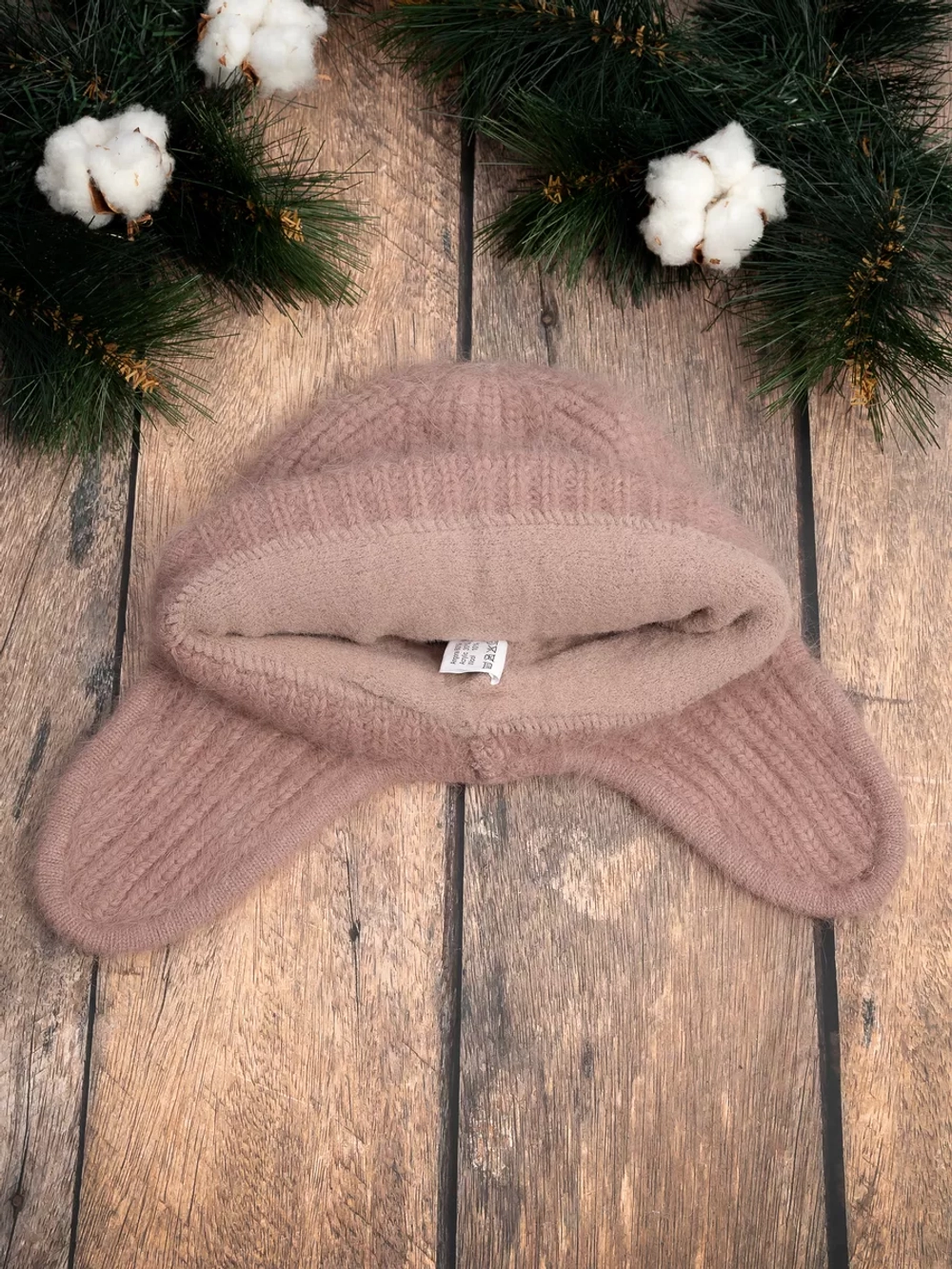 шапка ушанка вязаная зимняя ангора пушистая