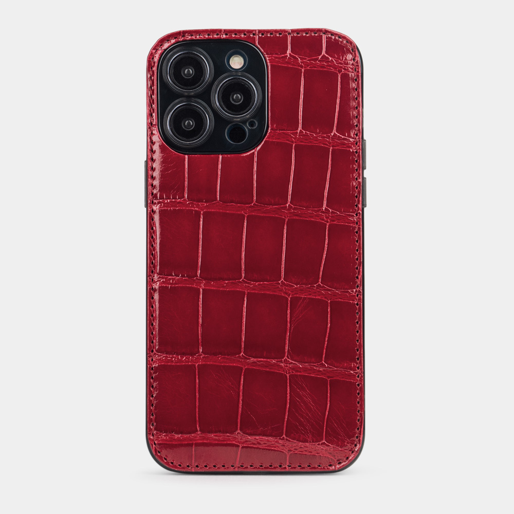 Накладка кожаная для iPhone 14 Pro Max цвета красный лак