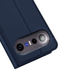 Чехол книжка из кожи синего цвета для Vivo X300 FE 5G (S50 Pro mini), серия Skin Pro Series от Dux Ducis