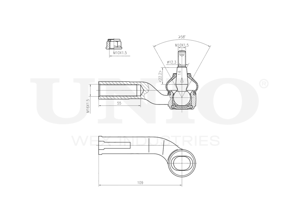 Наконечник рулевой правый UNIO SSP-10142