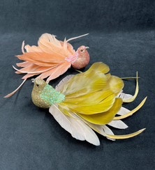 Набор декоративных фигур Райские птахи 22 см., 2 шт., на клипсе, кремовый, оливковый, Christmas DeLuxe (13409)