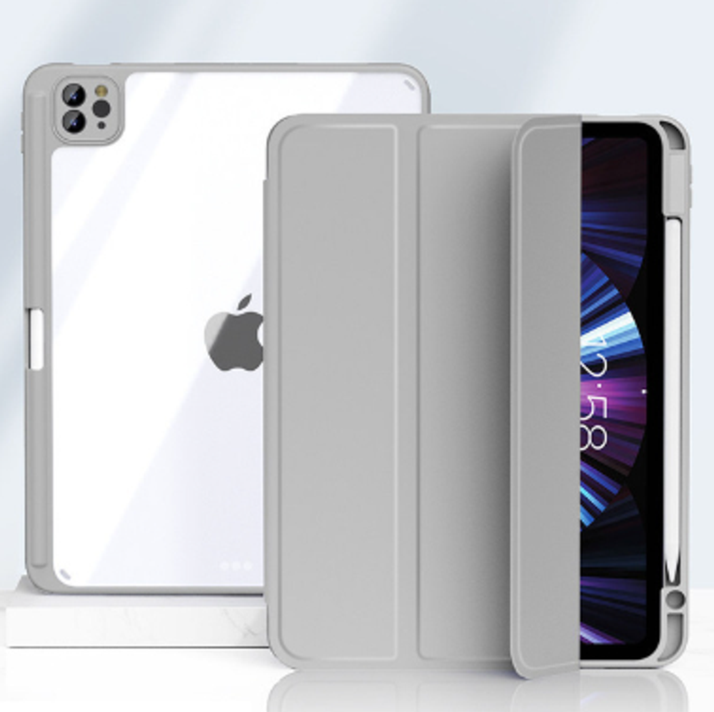 Чехол-книжка Mosbros для Apple iPad Air 13 (2024) (полиуретан с подставкой/отсек для стилуса) (серый)