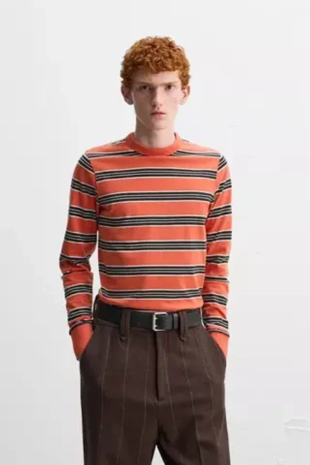ZARA Х HARRY LAMBERT ФУТБОЛКА В ПОЛОСКУ, ЧЕРНЫЙ/ОРАНЖЕВЫЙ