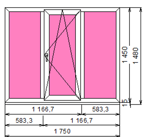 Пластиковое окно 1450 х 1750 ТермА Эко