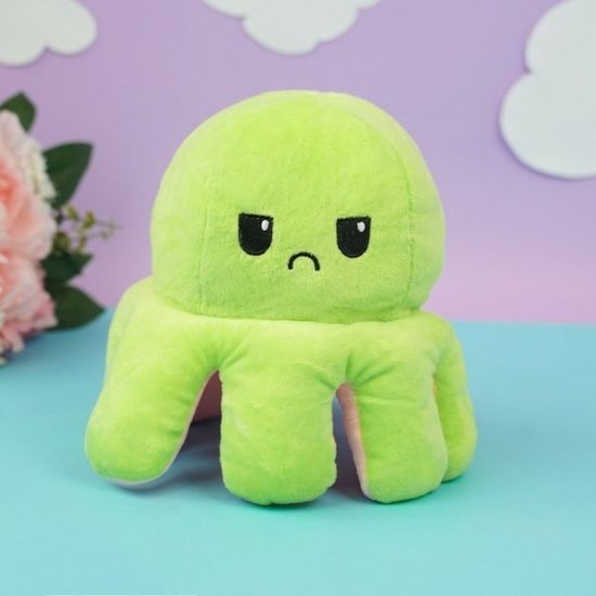 Мягкая игрушка-перевертыш "Осьминожек" розовый-салатовый, 30см