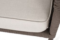 "Канны" левый модуль плетеный из роупа, каркас алюминий коричневый (RAL8016) муар, роуп коричневый круглый, ткань бежевая 035