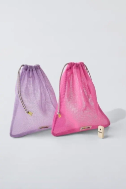 ZARA НАБОР РАЗНОЦВЕТНЫХ СЕТЧАТЫХ СУМОК, РАЗНОЦВЕТНЫЙ