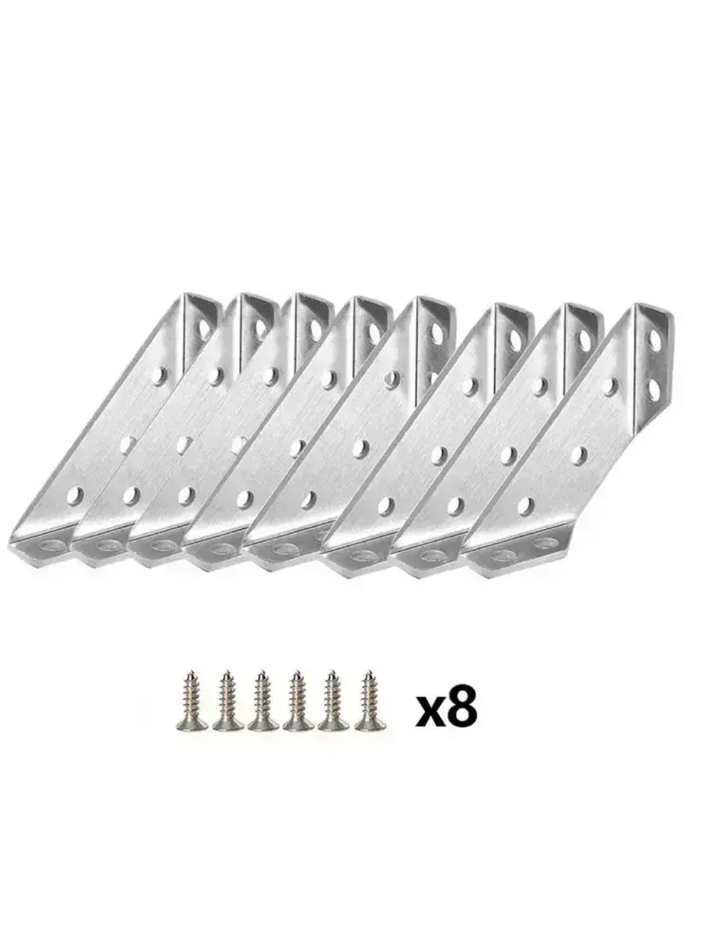 Треугольный кронштейн. Комплект угловых стяжек 8шт. Толщина 1,5 мм, нержавеющая сталь