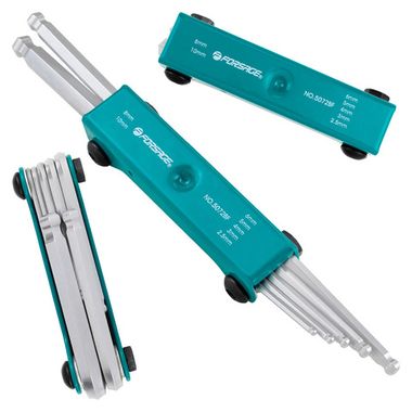 Набор ключей 6-гранных с шаром складной, 7пр.(2.5, 3- 6, 8, 10мм) Forsage F-5072BF