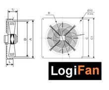 Вентилятор осевой на квадратной пластине Logifan YWF-2Е 250 мм