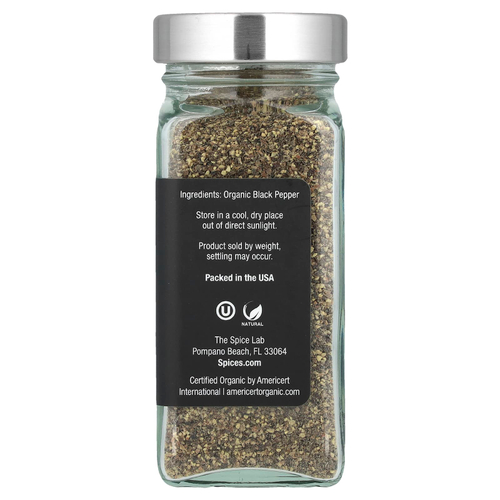 The Spice Lab, Органический молотый черный перец, 62 г (2,2 унции)