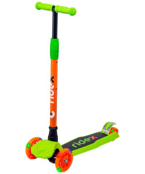 Самокат детский 3-х колесный RIDEX Chip, 120/80 мм, оранжевый/зеленый