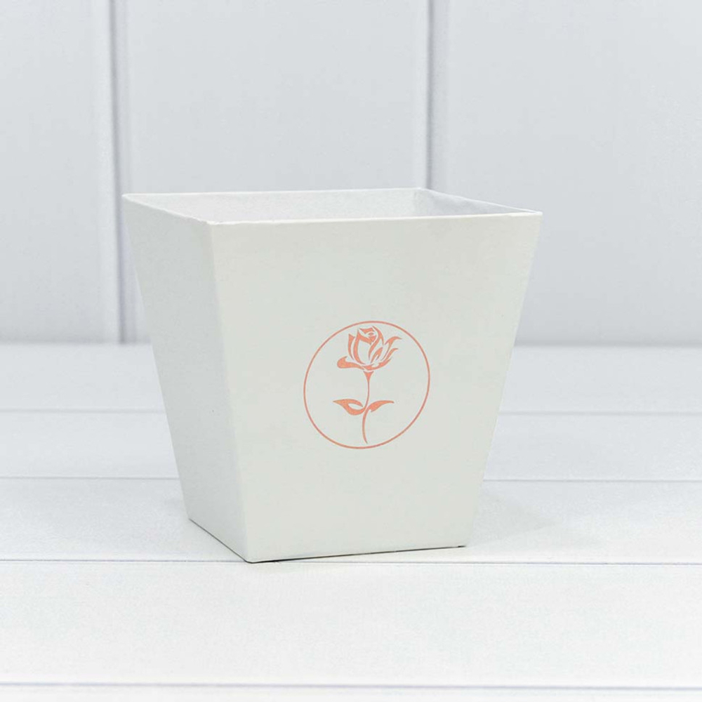 Коробка Ваза для цветов 10.6х10.7х7.2 см "Мини" с тиснением (Белый)