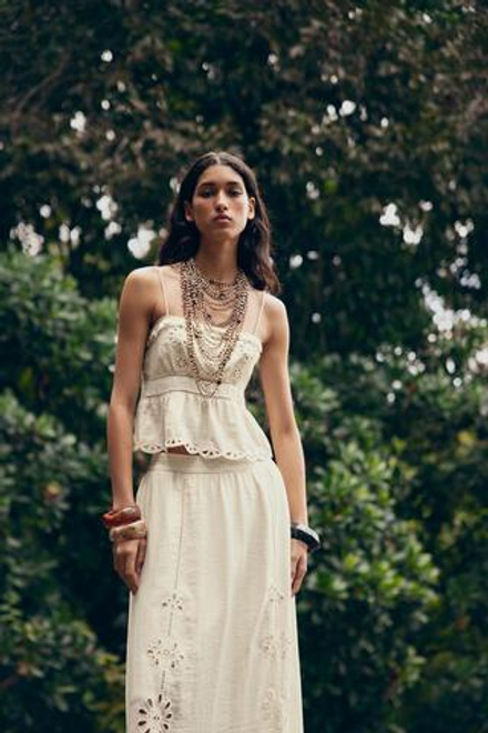 ZARA КРОП-ТОП С АЖУРНОЙ ВЫШИВКОЙ, ЭКРЮ