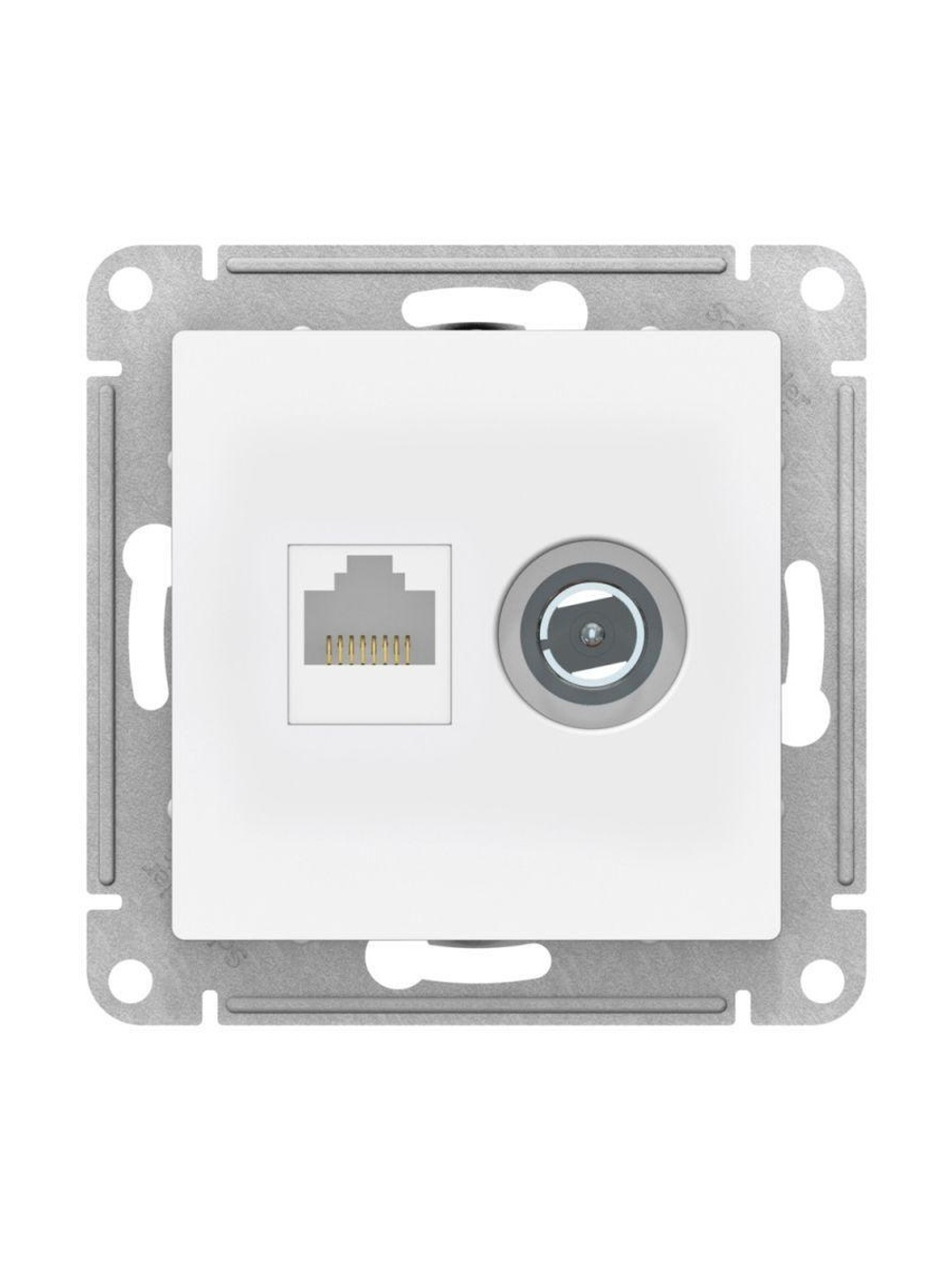 Розетка компьютерная + телевизионная 2-м AtlasDesign RJ45 кат.5E лотос SE ATN001389