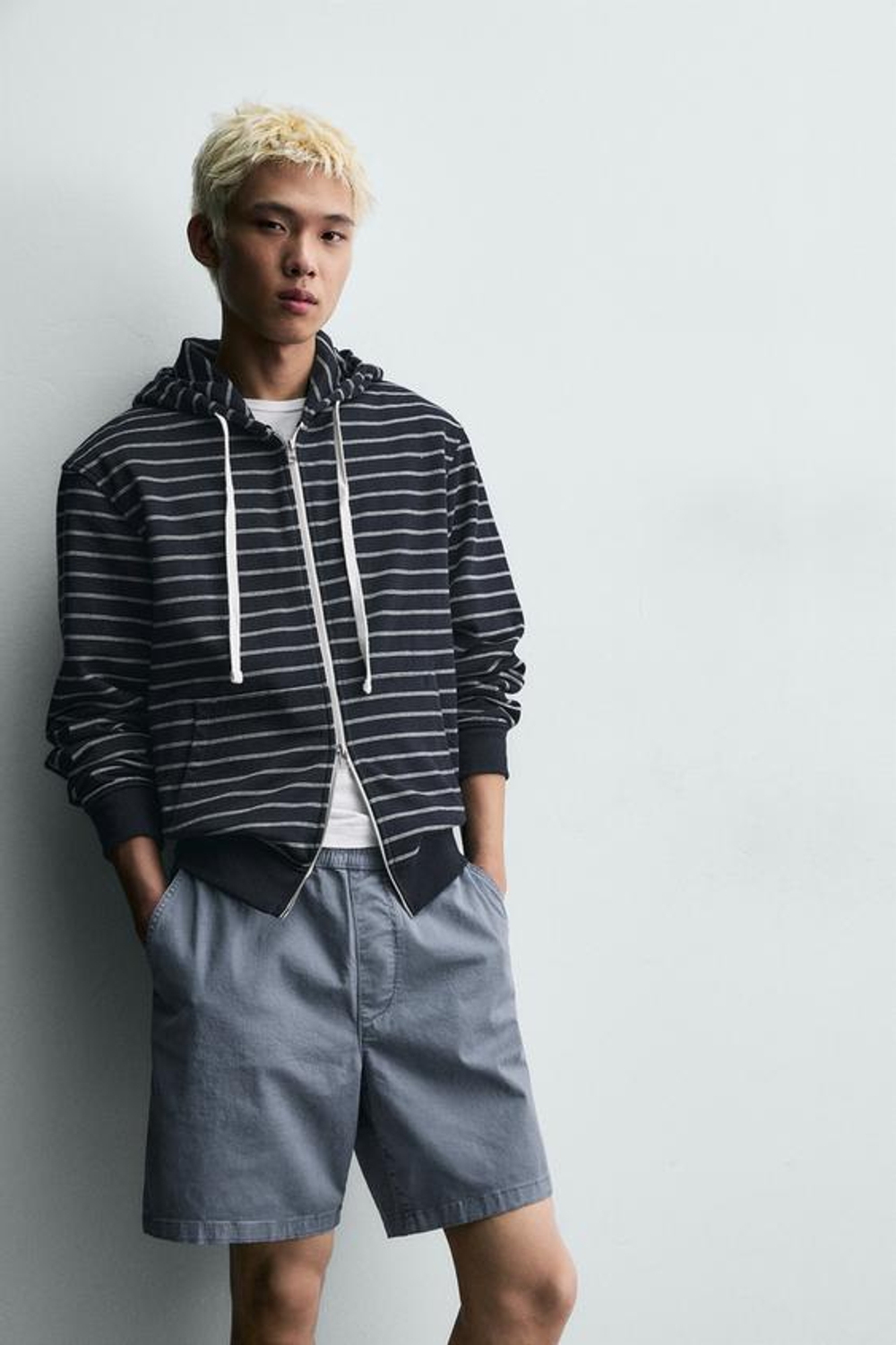 ZARA ШОРТЫ ИЗ ТВИЛА RELAXED FIT, ГОЛУБОЙ