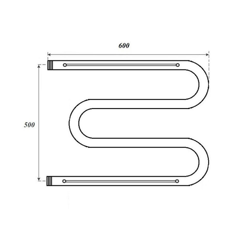 Полотенцесушитель водяной Point PN38556P 500x600 М-образный (1") с полкой, хром
