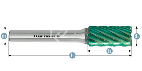 Борфреза твердосплавная Karnasch форма A, 6х18х6х50 мм, насечка HP-3 PRO, покрытие Green-Tec, арт. 11.6090-010