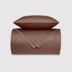 Постельное белье 2 спальное евро Сlaire&Caroll Lune коричневое с бежевым кантом