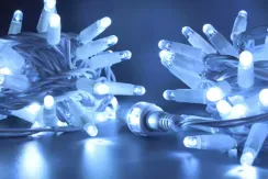 Светодиодная нить 100 холодных белых LED ламп, 10 м., 220В, статика, белый провод ПВХ, Teamprof (TPF-S10C-220V-CW/W)