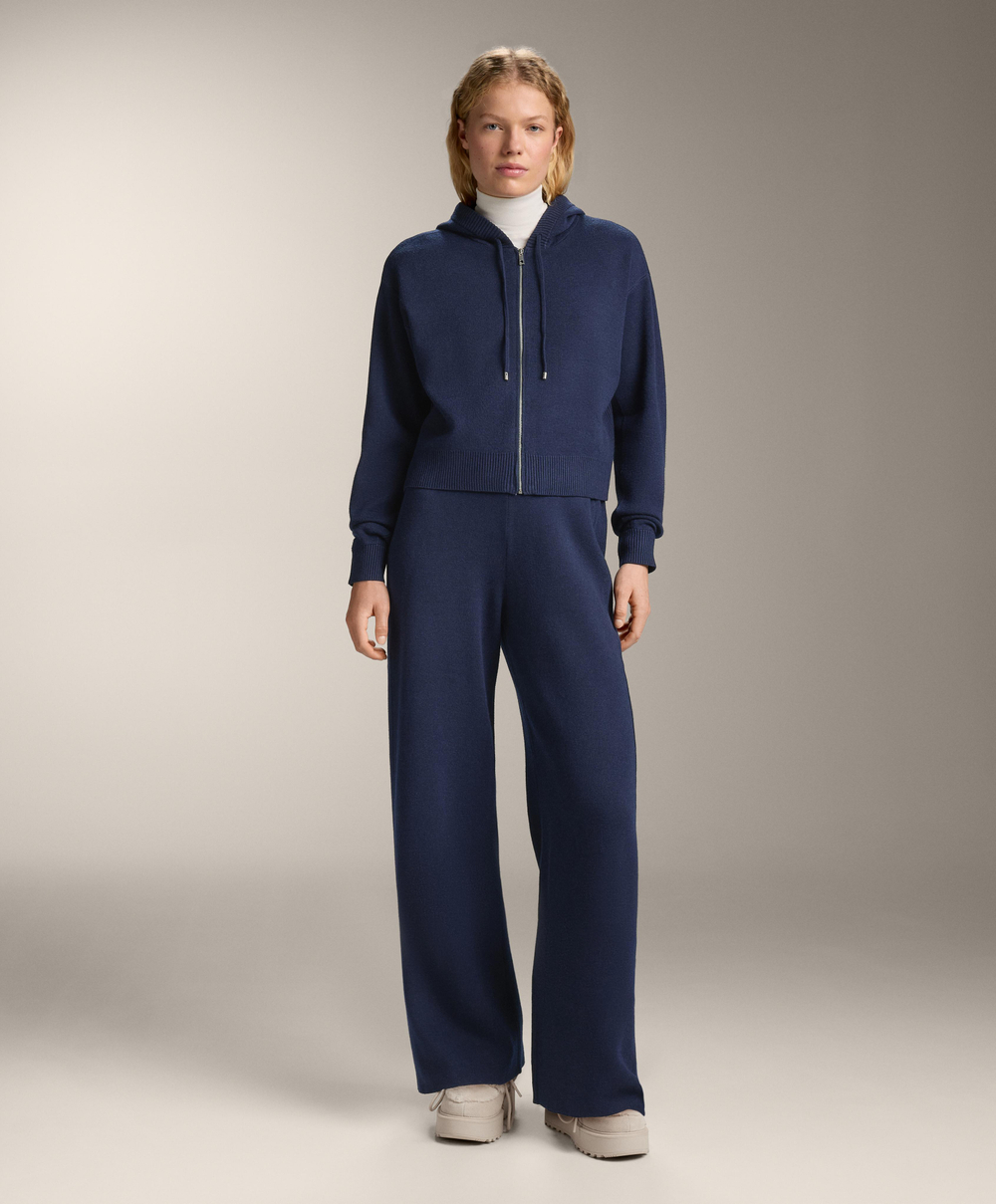 Oysho Вязаная куртка с капюшоном, синий