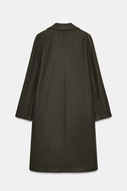 ZARA БАЗОВОЕ ПАЛЬТО ИЗ МЯГКОЙ ТКАНИ, КОРИЧНЕВЫЙ МЕЛАНЖ