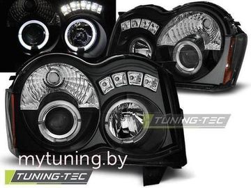 Передние фары Jeep Grand Cherokee WK angel eyes black