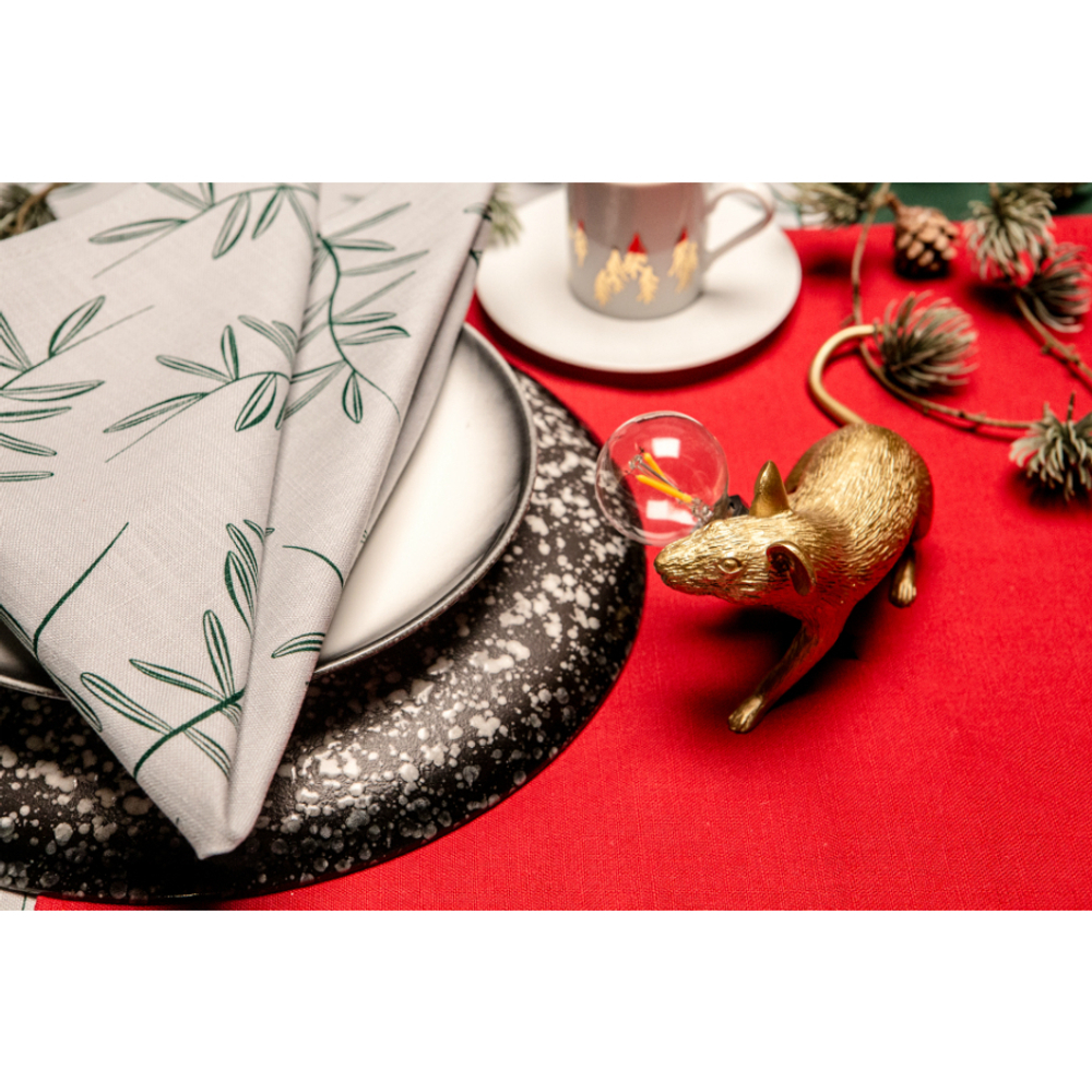 Дорожка на стол из хлопка красного цвета Russian North, 45х150 см