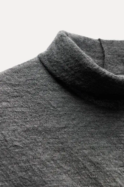 ZARA ТОП ИЗ 100% ШЕРСТИ, АНТРАЦИТОВО-СЕРЫЙ