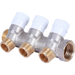 Коллектор распределительный  3/4", 3 отвода 1/2" плоское уплотнение