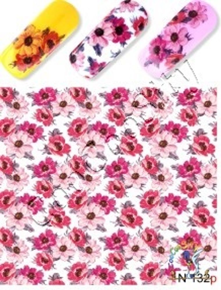 Слайдер-дизайн для ногтей Цветы N 132 p