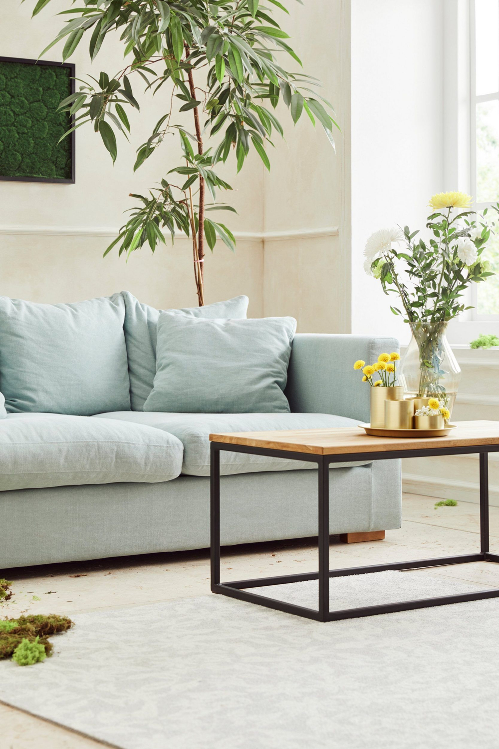 Кофейный столик 100х50х42, Детлиф, столик журнальный, стол лофт, деревянный, массив дуба / металл, Dipriz