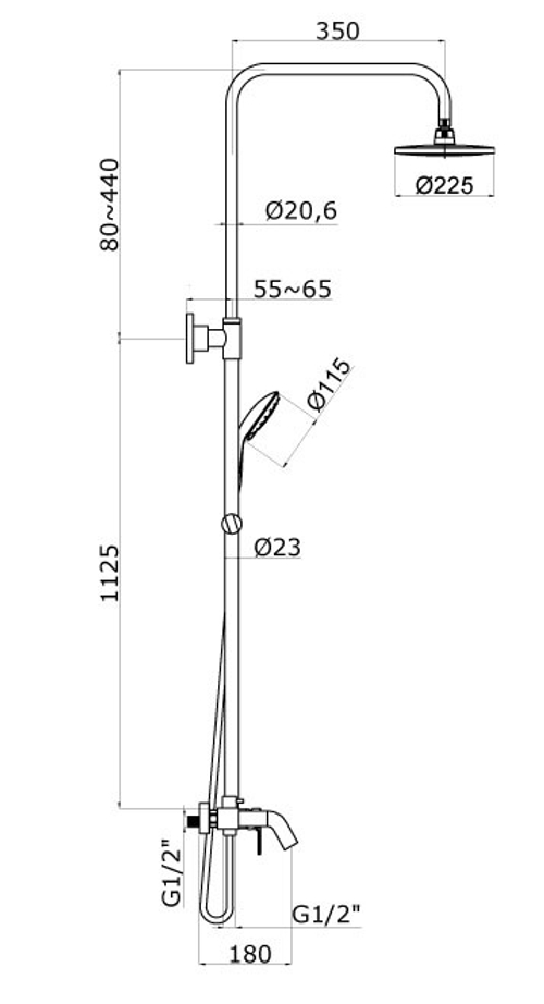 Душевая стойка Azario Tevis AZ-15490531 хром