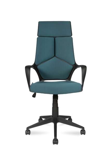 Кресло офисное Норден / Айкью / IQ / черный пластик / голубая ткань