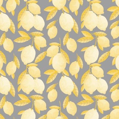 желтые лимоны на сером фоне