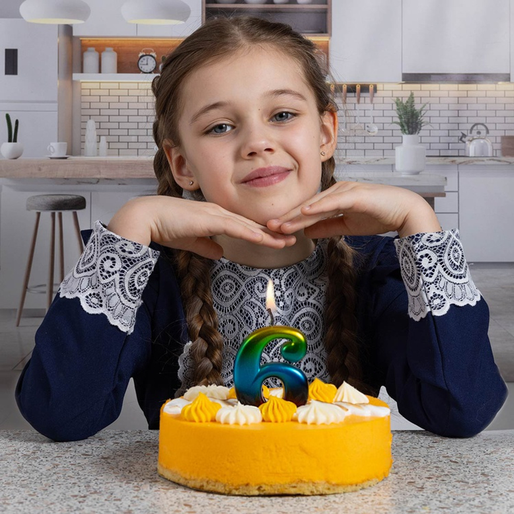 Свечи-цифры Радуга 8 см