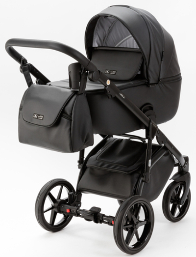 Детская коляска Adamex Nola Deluxe 3 в 1 N-SA02 (ЧЕРНАЯ КОЖА)