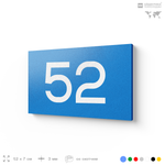 Табличка с номером 52 на дверь квартиры, для офиса, кабинета, аудитории, склада, голубая 120х70 мм, Айдентика Технолоджи