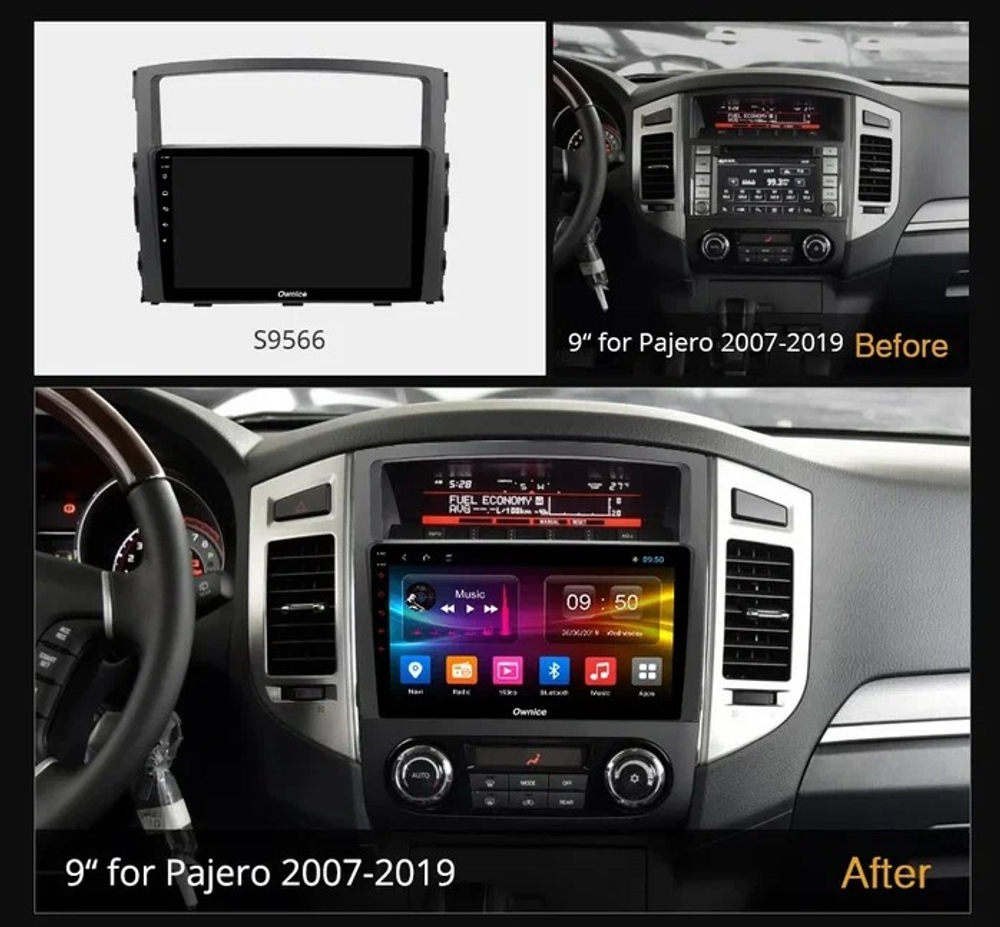 Магнитола для Mitsubishi Pajero 4 2006-2022 - Carmedia OL-9566 QLed+2K, Android 13, UIS7870 (DUDU7), CarPlay, SIM-слот