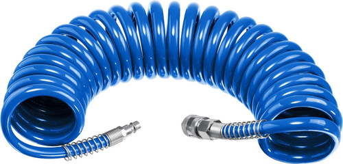 Шланг спиральный воздушный 6 х 8 мм, 15 бар, с фитингами рапид, 5 м Зубр