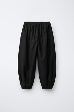 ZARA БРЮКИ-БОМБЕРЫ С ВЫШИВКОЙ LACE, ЧЕРНЫЙ